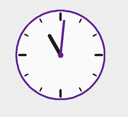 The analog clock widget rendered from a SurfaceVector in the simulator preview